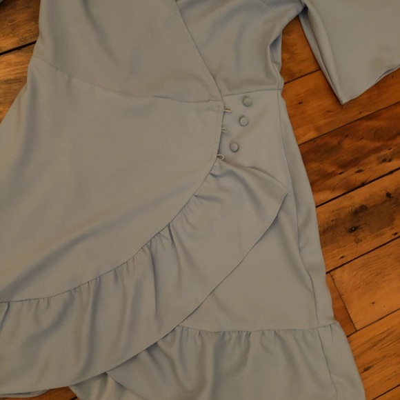 TOPSHOP light blue wrap mini dress - Picture 3 of 6